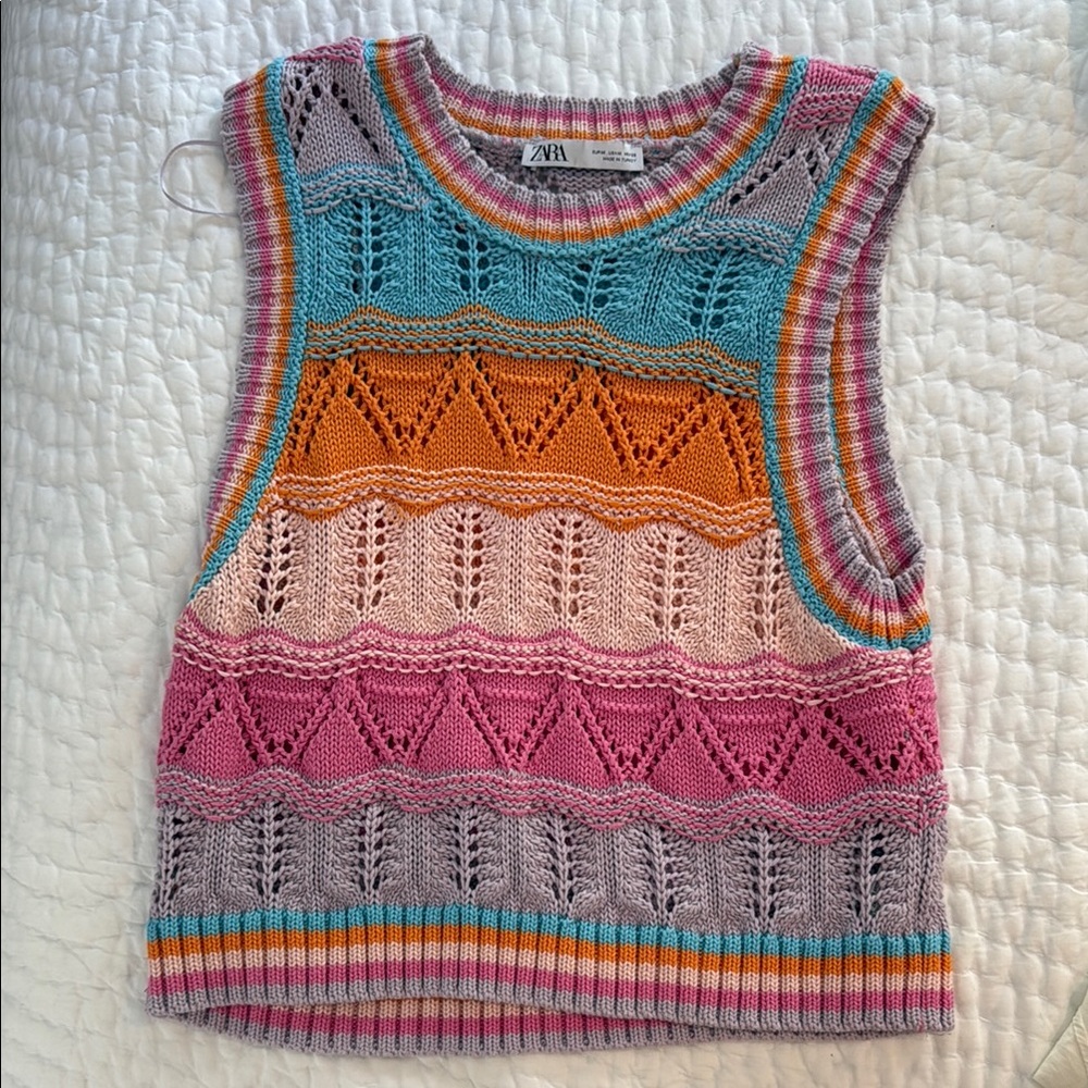 Zara Pink and Orange Retro Sweater